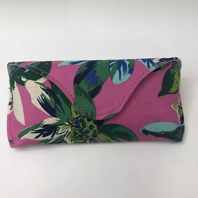 Vera Bradley Hard Shell Eyeglass Case Pink Tropical SOFT Snap Closure • $9.04