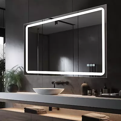 60 X 36 Inch Led Lighted Bathroom Mirror Dimmable Vanity Wall Mirror Anti-Fog Me • $470.61