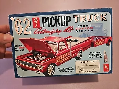 AMT 1962 FORD F-100 Custom Cab PICKUP W/Trailer '62 Vintage Box Only  • $12.95