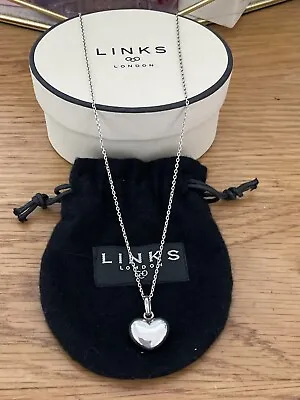 LINKS OF LONDON Puff Heart Chain Genuine Sterling Silver Necklace With Box • £50