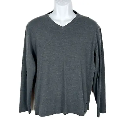 Calvin Klein Sweater Men Large Grey V-Neck Pullover Solid Long Sleeve Casual • $7.50