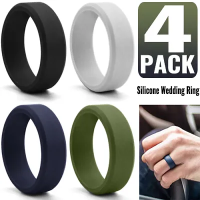 4 Pack Silicone Wedding Engagement Ring For Men Women Rubber Band Gym Sports US • $4.89