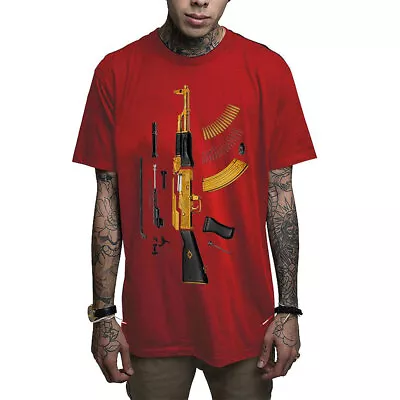 Mafioso Men's Plated Short Sleeve T Shirt Red Clothing Apparel Tattoo Skull T... • $26.24