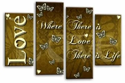 Love Wall Art Print Brown Cream Heart Home Quote Framed Split Picture Large • £28.99