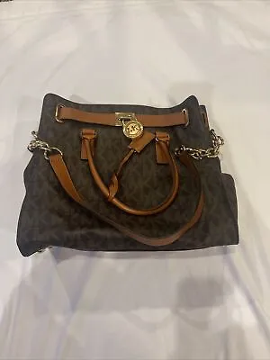 Michael Kors Large Hamilton -signature - Leather Bag With Gold Trim Never Used • $159