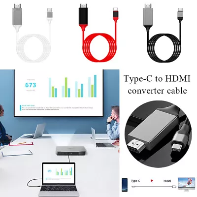 TYPE - C USB 3.1 To 4K HDMI HD TV Cable Adapter 2M For PC PHONE LAPTOP IMAC. • £6.23