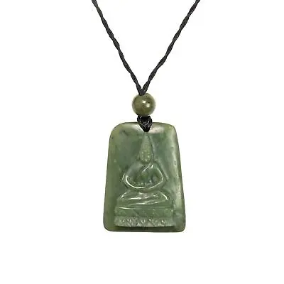 Nephrite Jade Necklace Tablet Meditating Buddha Pendant Yoga - 81stgeneration • £128.49