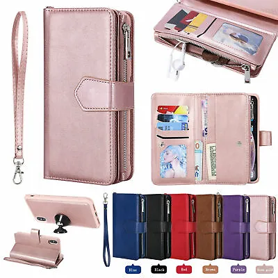 $8.99 • Buy Zipper Leather Flip Wallet Case Removable For IPhone 13 12 11 Pro Max XS XR 8 76