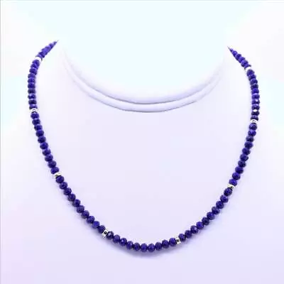 Royal Blue Micro-Faceted Lapis With Gold Filled Spacers Beaded Gemstone Necklace • $98