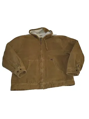 $89.99 • Buy Vtg Lee Outerwear Sherpa Lined  Western Hooded Zipper Brown Corduroy Jacket SzXL