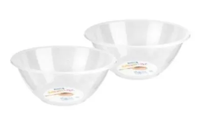 £6.29 • Buy 2x Clear Plastic Round Mixing Bowl  Kitchen Baking Salad Serving Bowl