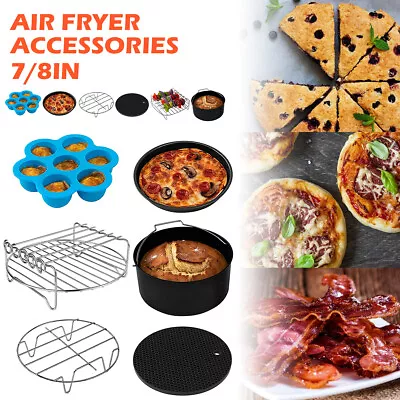 Air Fryer Accessories Set Of 6 Pizza Pan Cake Pan Skewers Rack ◰ • $35.71