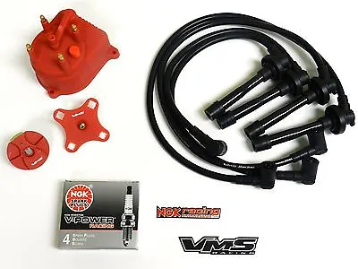 Distributor Cap Rotor Spark Plug Wire Kit For 92-95 Honda Civic D16 Eg Black • $129.88