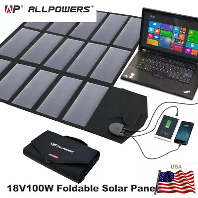 ALLPOWERS 100W 18V Portable Solar Panel Foldable Solar Charger For Outdoor Use • $135.99