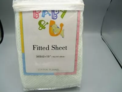 Baby And U Fitted Cotton Jersey Sheet…White And Teal….New • $15.99