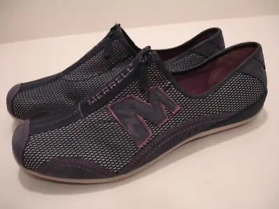 Women's Sz 9 M Merrell Arabesque India Ink Blue Zip Flat Shoes Sneakers Slip-On • $19.99