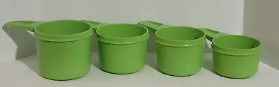 Vintage Tupperware Measuring Cups Green Apple 4 Pieces ~ 1 3/4 2/3 & 1/2 Cup • $10.99