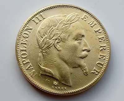 France - 1859 Napoleon III - 50 Francs .900 Gold Plated  Original Size  • £4.75
