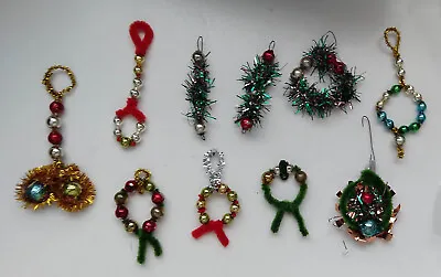 Lot Of 10 Lovely Vintage Christmas Ornaments Mercury Glass On Wire Nice Shapes • $25