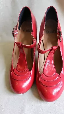 Faith Red Patent T Strap Shoes. Size 7 • £7.50