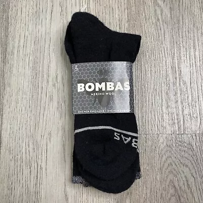Bombas Unisex Merino Wool Blend Calf Socks Size Large Black Honeycomb One Pair • $14.99