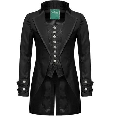 100% Cotton Mens Gothic Morning Jacket Tailcoat Steampunk Victorian Christmas • £44.99