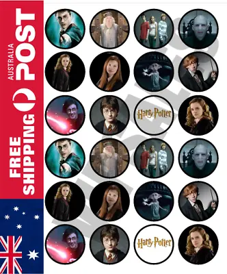 24 Harry Potter Edible Cupcake Toppers Party Cake Decoration Round Images • $9.95