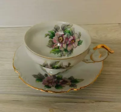 Ucagco China Tea Cup And Saucer - Gold Gilded Edges - Made In Japan - New! • $9.95