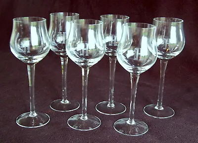Set Of 6 Wine Glasses ~ Vintage Crystal Stemware ~ Etched Monogram  H  ~ EXC • $60