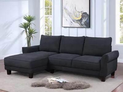 Black Sectional Sofa Corner Sofa Contemporary Modern Left Facing Chaise L-Shape • $1175