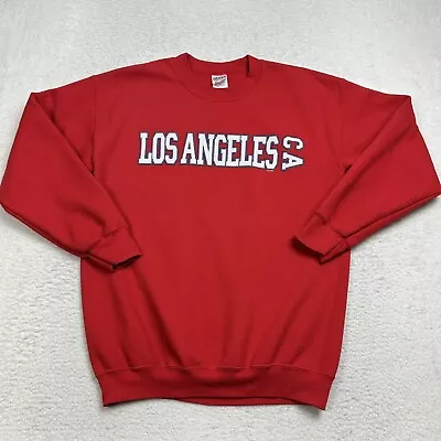 Los Angeles Sweatshirt Size Medium Los Angeles California Crewneck Red Gildan • $21.25