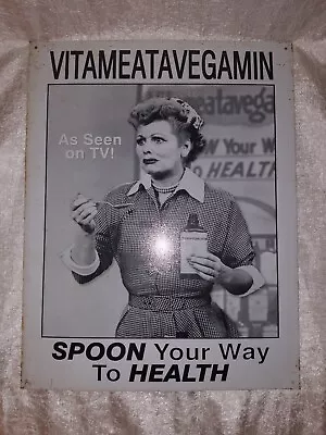 I Love Lucy Metal Sign VITAMEATAVEGAMIN Black & White Lucille Ball Collectables  • $15