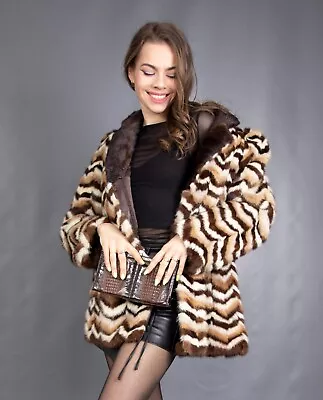 12087 Glamorous Real Mink Coat Luxury Fur Jacket Beautiful Look Size L • $1