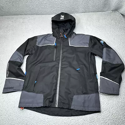 Helly Hansen Jacket Men Large Black Chelsea Shell Hood Workwear Waterproof Coat • $86