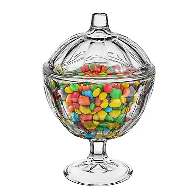Glass Sweet Bowl Sugar Jar With Lid Candy Cookie Container Decorative Wedding • £8.99
