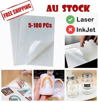 $31.99 • Buy A4 Clear Transparent Glossy Self Adhesive Sticker Printer Paper Label Laser AU