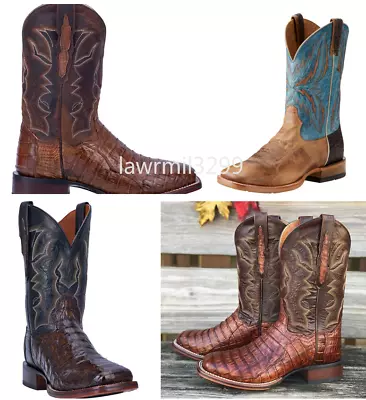 Retro Mens Cowboy Exotic Embroidered Party Shoes Chic Western Knee High Boots • £8.50