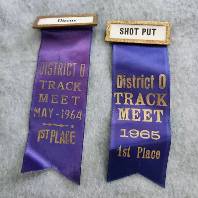 Vintage 1964 & 1965 Shot Put & Discus Track Meet Medals Awards Ribbons • $7.99