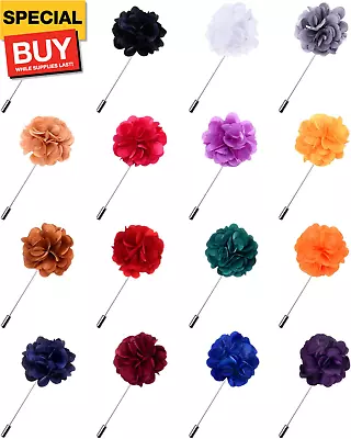 16 Pieces Flower Men'S Lapel Pins Handmade Satin Boutonniere Pin For Suit Weddin • $19.99
