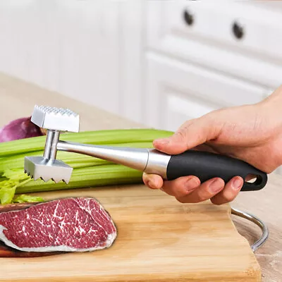 Stainless Steel Kitchen Beef Chicken Hammer Meat Mallet Tenderizer Tools New • £9.97