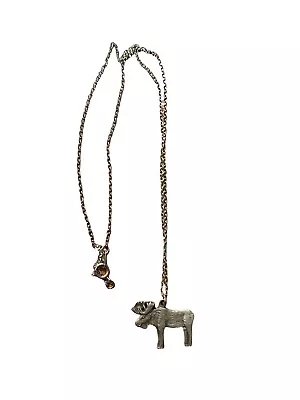 Silver Moose Necklace - Elk Deer Charm Pendant Jewelry  • $17.41