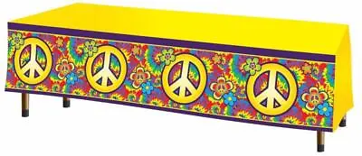 £11.58 • Buy Hippie Decor 60's Decades Woodstock Theme Party Decoration Plastic Tablecover