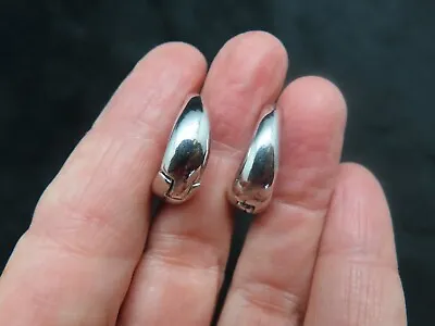 Vintage Silver Tone Tapered Hoop Pierced Earrings • $13.49