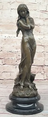 Graceful Woman In Art Deco Bronze Sculpture Handcrafted Figure By Milo • $349