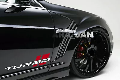 TURBO Decal Sticker Sport Car Racing Stripe Logo Motorsport R Performance PAIR • $38.21