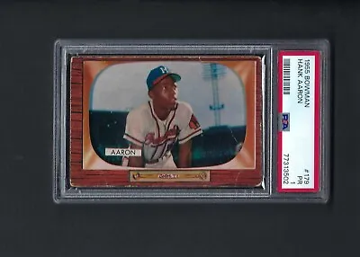 1955 Bowman #179 Hank Aaron Braves Psa 1 • $165