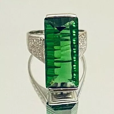 R3079 Mt St Helens Green Helenite May Birthstone Sterling Silver Ring • $80