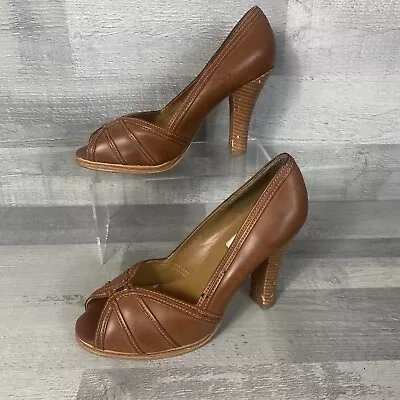 Liberta Shoes Womens UK7 Brown Slip On Vintage Cone Heel Vintage • £12.95