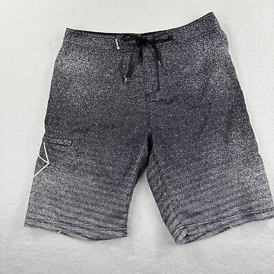 Hurley Board Shorts Mens 34 Black Gray Swim Trunks 9  Inseam Drawstring Beach • $17.10