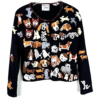 Vintage Michael Simon Dog Cardigan Sweater All Over Embroidered Embellished • $249.99